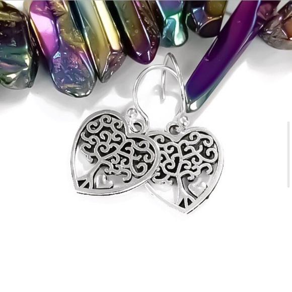 Moodtherapy Jewelry - 🎊 2X HP 💕Handmade Silver Heart Shaped Tree of Life Earrings